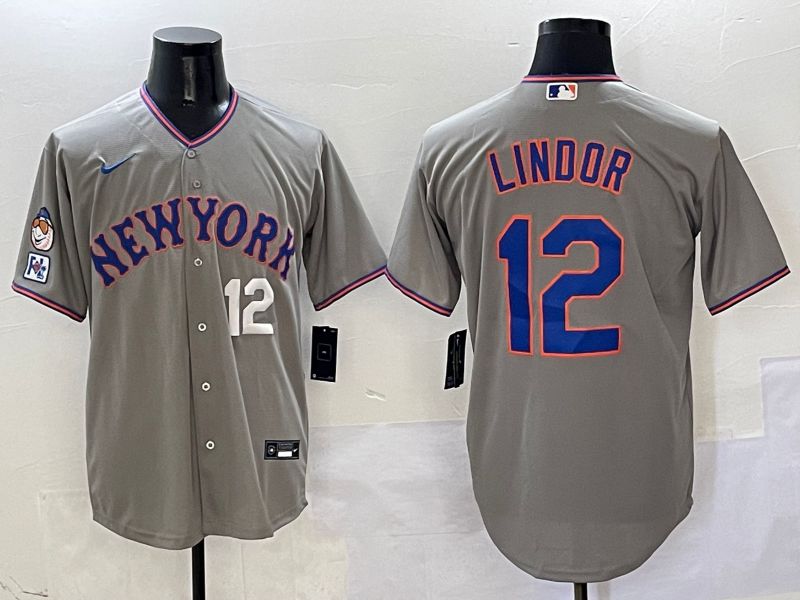 Men New York Mets #12 Lindor Grey Second generation 2025 Nike MLB Jersey style 8
